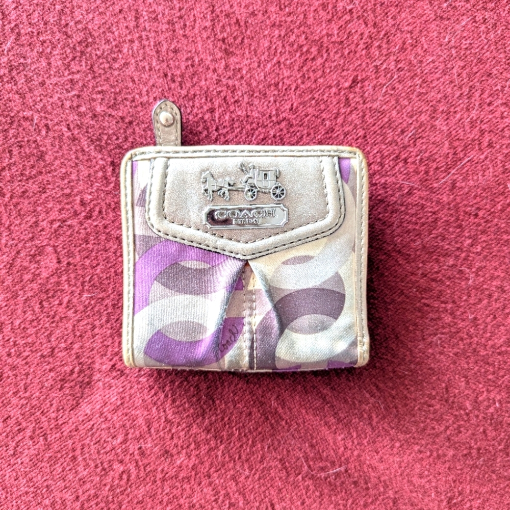 Coach Purple and Cream Wallet
